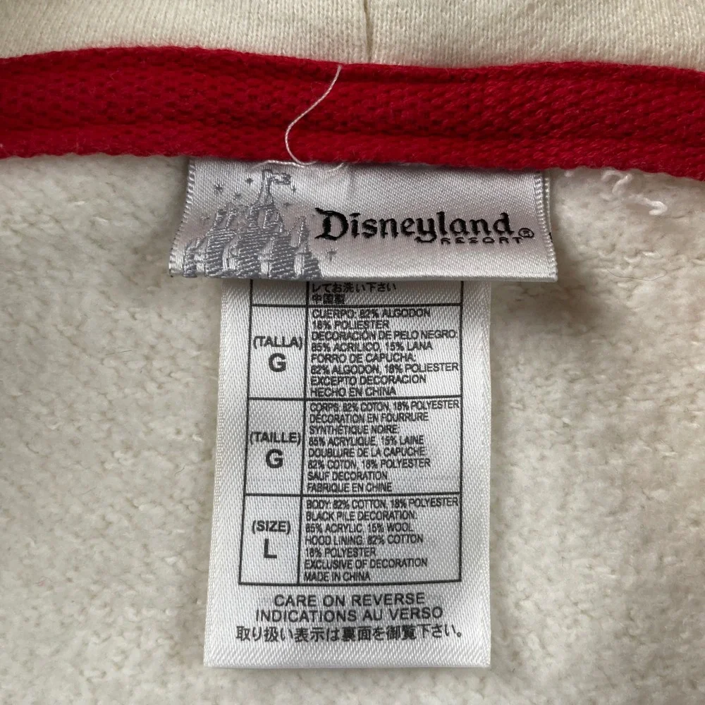 Disneyland Resort 55 Mickey Mouse Zip Up Hoodie Cream Women Large Varsity Patch
